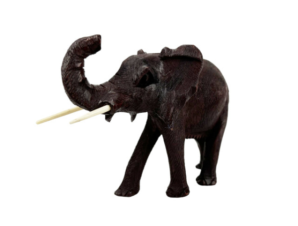 Handgeschnitzter Elefant aus Rosenholz Rüssel hoch